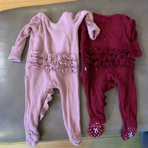 2 lightly worn posh peanut 0-3 months zippy sleepers